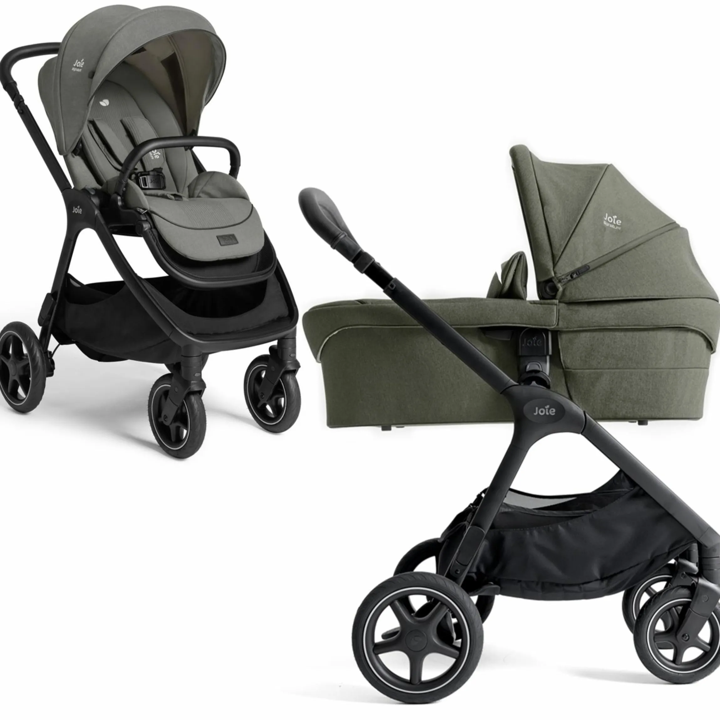 2in1 Kombi-Kinderwagen Finiti bis 22 kg belastbar mit Babywanne Ramble XL, Teleskopschieber, umsetzbare Sitzeinheit, inkl. Adapter & Regenverdeck - Signature - Evergreen