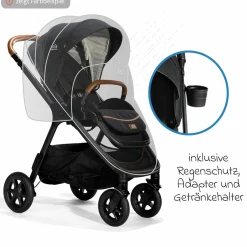 2in1 Kombi-Kinderwagen Finiti bis 22 kg belastbar mit Babywanne Ramble XL, Teleskopschieber, umsetzbare Sitzeinheit, inkl. Adapter & Regenverdeck - Signature - Evergreen