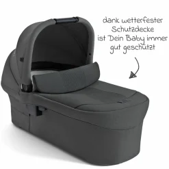 2in1 Kombi-Kinderwagen Finiti bis 22 kg belastbar mit Babywanne Ramble XL, Teleskopschieber, umsetzbare Sitzeinheit, inkl. Adapter & Regenverdeck - Signature - Ebony