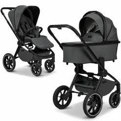 2in1 Kombi-Kinderwagen Resea + bis 22 kg mit Liegeposition, Babywanne, umsetzbare Sitzeinheit & Teleskopschieber - Anthra