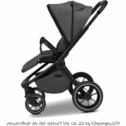 2in1 Kombi-Kinderwagen Resea + bis 22 kg mit Liegeposition, Babywanne, umsetzbare Sitzeinheit & Teleskopschieber - Anthra