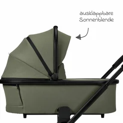 2in1 Kombi-Kinderwagen Resea + bis 22 kg mit Liegeposition, Babywanne, umsetzbare Sitzeinheit & Teleskopschieber - Moss