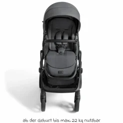 2in1 Kombi-Kinderwagen Vinca bis 22 kg belastbar mit Babywanne Ramble Xl, Teleskopschieber, umsetzbare Sitzeinheit, inkl. Adapter & Regenverdeck - Signature - Ebony