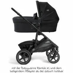 2in1 Kombi-Kinderwagen Vinca bis 22 kg belastbar mit Babywanne Ramble Xl, Teleskopschieber, umsetzbare Sitzeinheit, inkl. Adapter & Regenverdeck - Signature - Eclipse