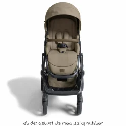 2in1 Kombi-Kinderwagen Vinca bis 22 kg belastbar mit Babywanne Ramble Xl, Teleskopschieber, umsetzbare Sitzeinheit, inkl. Adapter & Regenverdeck - Signature - Sandstone