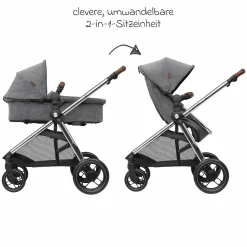 2-in-1 Kombi-Kinderwagen Zelia³ verwendbarer Sitz & Wanne in einem, verstellbarer Schieber, 22 kg - Luxe Twillic Grey - Kollektion 2025