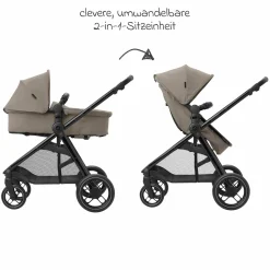 2-in-1 Kombi-Kinderwagen Zelia³ verwendbarer Sitz & Wanne in einem, verstellbarer Schieber, 22 kg - Luxe Twillic Truffel - Kollektion 2025
