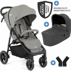 2in1 Kombi-Kinderwagen-Set Litetrax bis 22 kg belastbar mit Schieber-Ablagefach, Babywanne Ramble, Adapter & Zubehör Paket - Pebble - Kollektion 2025