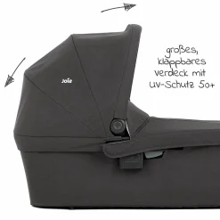 2in1 Kombi-Kinderwagen-Set Litetrax bis 22 kg belastbar mit Schieber-Ablagefach, Babywanne Ramble, Adapter & Zubehör Paket - Pebble - Kollektion 2025