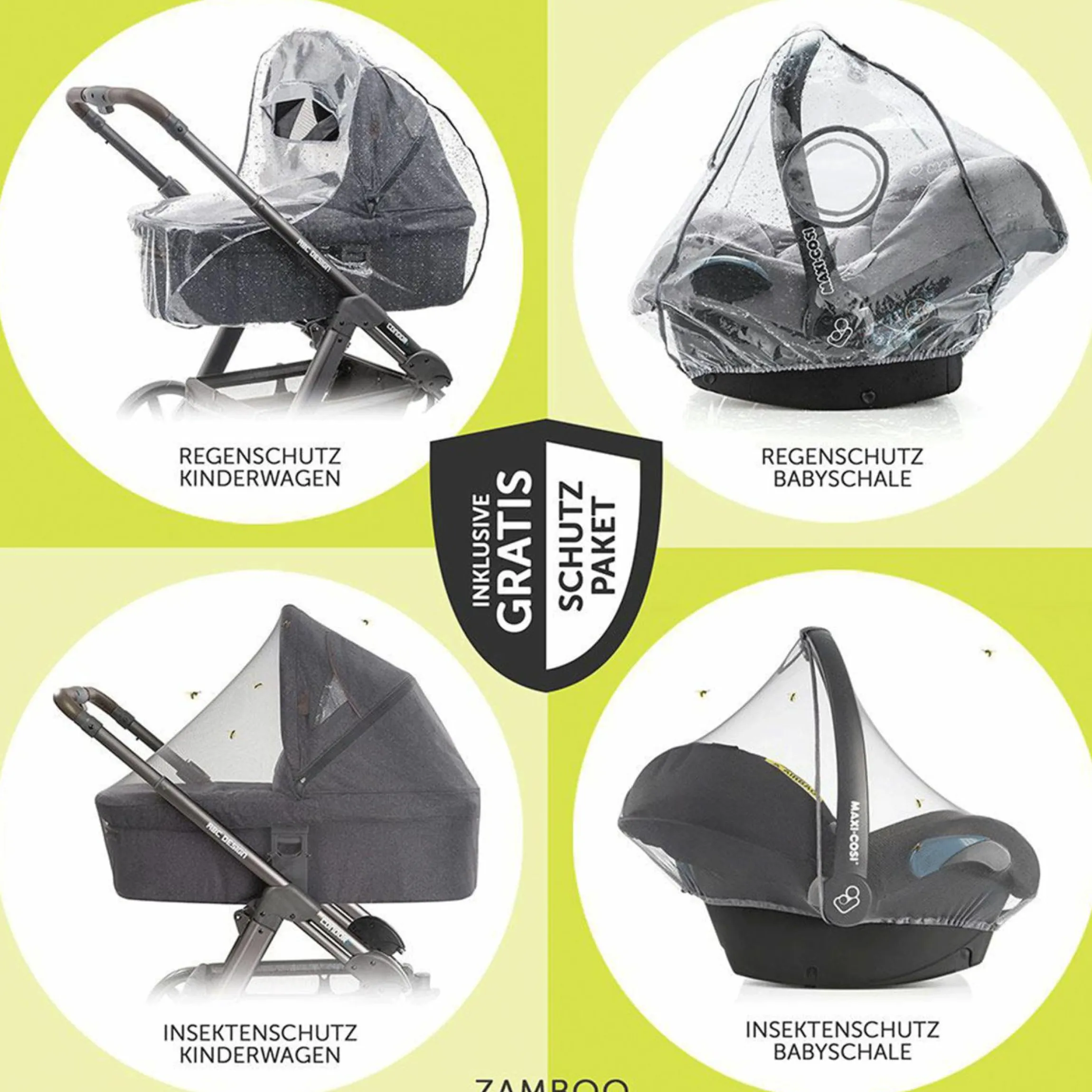 4in1 Kombi-Kinderwagen-Set Litetrax Pro bis 22 kg belastbar mit Schieber-Ablagefach, Babyschale i-Snug 2, Babywanne Ramble, Adapter, Isofix-Basis & Zubehör Paket - Pebble - Kollektion 2025