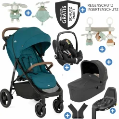 4in1 Kombi-Kinderwagen-Set Litetrax Pro bis 22 kg belastbar mit Babywanne Ramble, Babyschale Pebble Pro, Isofix-Basis, Activity-Trapez, Schmusetuch, Greifling, Adapter & Zubehörpaket - Peacock - Kollektion 2025
