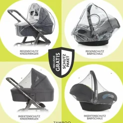 4in1 Kombi-Kinderwagen-Set Litetrax Pro bis 22 kg belastbar mit Babywanne Ramble, Babyschale Pebble Pro, Isofix-Basis, Activity-Trapez, Schmusetuch, Greifling, Adapter & Zubehörpaket - Peacock - Kollektion 2025