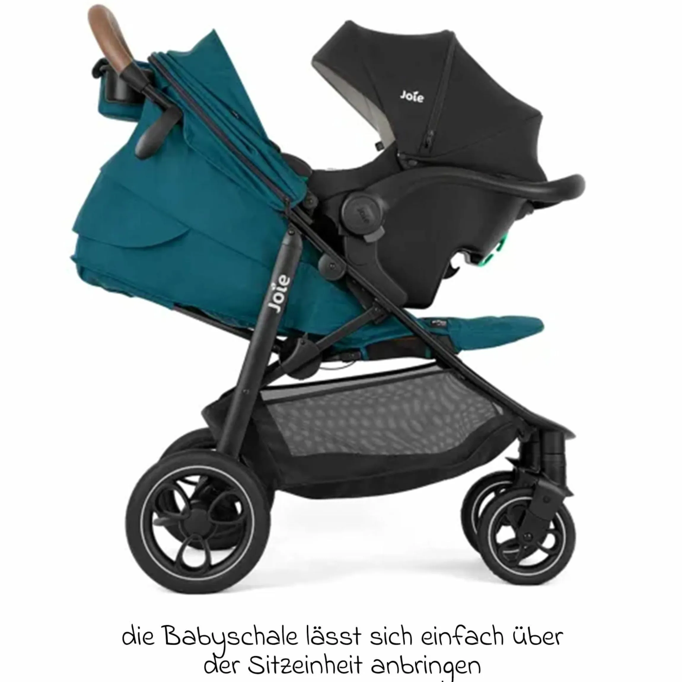 4in1 Kombi-Kinderwagen-Set Litetrax Pro bis 22 kg belastbar mit Babywanne Ramble, Babyschale Pebble Pro, Isofix-Basis, Activity-Trapez, Schmusetuch, Greifling, Adapter & Zubehörpaket - Peacock - Kollektion 2025