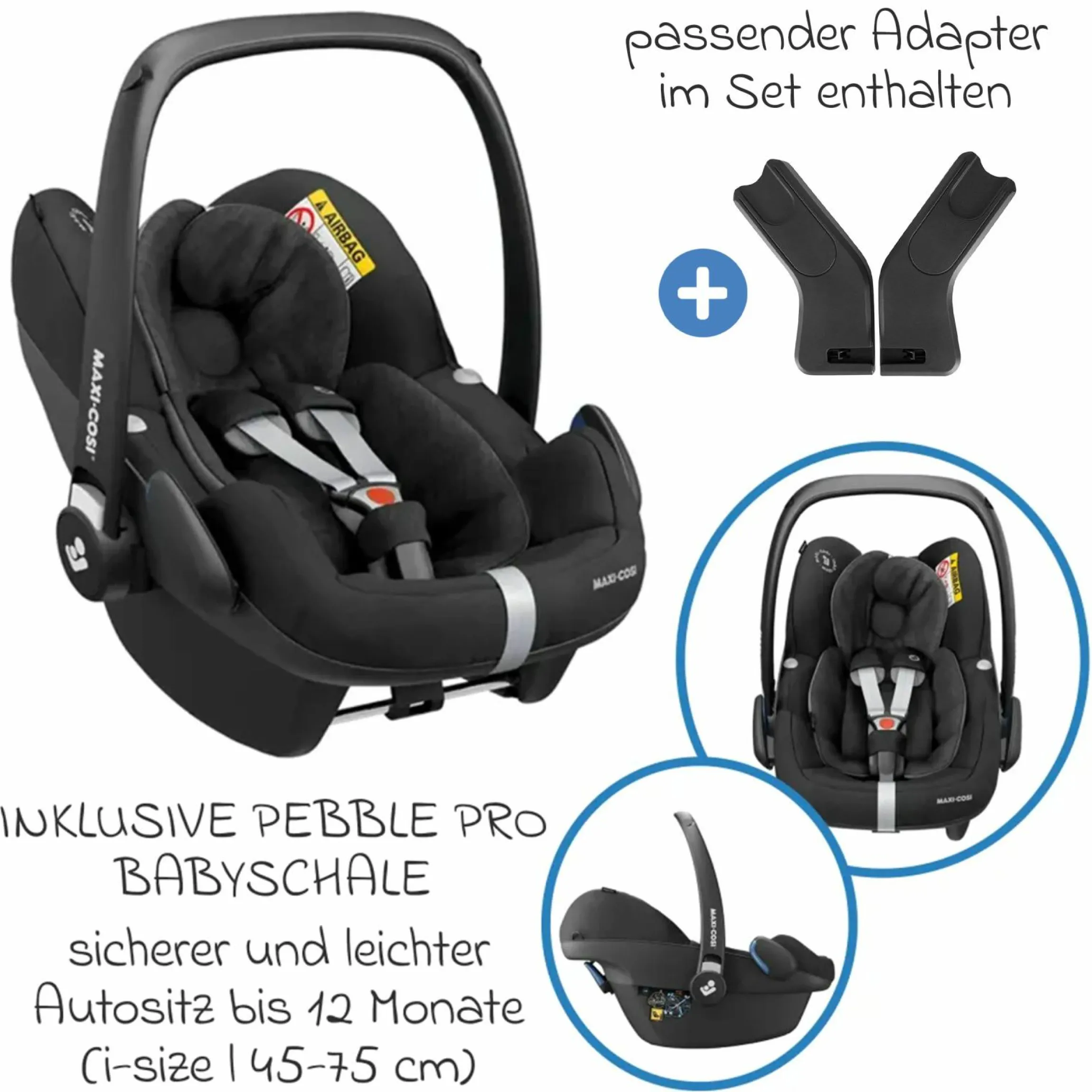4in1 Kombi-Kinderwagen-Set Litetrax bis 22 kg belastbar mit Luftreifen, Babywanne Ramble, Babyschale Pebble Pro, Isofix-Basis, Activity-Trapez, Schmusetuch, Greifling, Adapter & Zubehörpaket - Pebble - Kollektion 2025