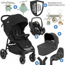 4in1 Kombi-Kinderwagen-Set Litetrax bis 22 kg belastbar mit Luftreifen, Babywanne Ramble, Babyschale Pebble Pro, Isofix-Basis, Activity-Trapez, Schmusetuch, Greifling, Adapter & Zubehörpaket - Shale - Kollektion 2025