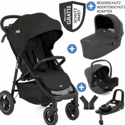 4in1 Kombi-Kinderwagen-Set Litetrax Pro Air bis 22 kg belastbar mit Luftreifen, Schieber-Ablagefach, Babyschale i-Snug 2, Babywanne Ramble, Adapter, Isofix-Basis & Zubehör Paket - Shale - Kollektion 2025
