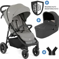 2in1 Kombi-Kinderwagen-Set Litetrax Pro bis 22 kg belastbar mit Schieber-Ablagefach, Babywanne Ramble, Adapter & Zubehör Paket - Pebble - Kollektion 2025