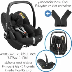 4in1 Kombi-Kinderwagen-Set Litetrax Pro bis 22 kg belastbar mit Babywanne Ramble, Babyschale Pebble Pro, Isofix-Basis, Activity-Trapez, Schmusetuch, Greifling, Adapter & Zubehörpaket - Shale - Kollektion 2025
