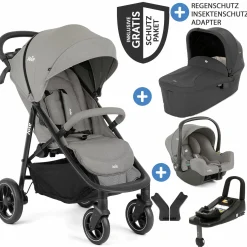 4in1 Kombi-Kinderwagen-Set Litetrax bis 22 kg belastbar mit Schieber-Ablagefach, Babyschale i-Snug 2, Babywanne Ramble, Adapter, Isofix-Basis & Zubehör Paket - Pebble - Kollektion 2025
