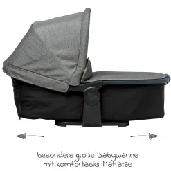 3in1 Kombi-Kinderwagen-Set Mono 2 mit Luftreifen inkl. Kombi-Einheit (Babywanne+Sitz) mit Liegeposition, Babyschale Pebble Pro & XXL Zubehörpaket - Premium Grau
