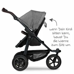 3in1 Kombi-Kinderwagen-Set Mono 2 mit Luftreifen inkl. Kombi-Einheit (Babywanne+Sitz) mit Liegeposition, Babyschale Pebble Pro & XXL Zubehörpaket - Premium Grau