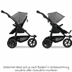 3in1 Kombi-Kinderwagen-Set Mono 2 mit Luftreifen inkl. Kombi-Einheit (Babywanne+Sitz) mit Liegeposition, Babyschale Pebble Pro & XXL Zubehörpaket - Premium Grau
