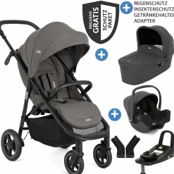 4in1 Kombi-Kinderwagen-Set Mytrax Pro bis 22 kg belastbar mit Teleskopschieber, Getränkehalter, Babyschale i-Snug 2, Babywanne Ramble, Adapter, Isofix-Basis & Zubehör Paket - Thunder - Kollektion 2025