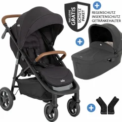 2in1 Kombi-Kinderwagen-Set Mytrax Pro bis 22 kg belastbar mit Teleskopschieber, Getränkehalter, Babywanne Ramble, Adapter & Zubehör Paket - Shale - Kollektion 2025