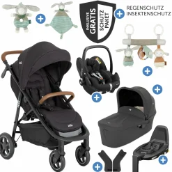 4in1 Kombi-Kinderwagen-Set Mytrax Pro bis 22 kg belastbar mit Babywanne Ramble, Babyschale Pebble Pro, Isofix-Basis, Activity-Trapez, Schmusetuch, Greifling, Adapter & Zubehörpaket - Shale - Kollektion 2025