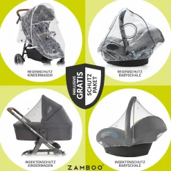 4in1 Kombi-Kinderwagen-Set Mytrax Pro bis 22 kg belastbar mit Babywanne Ramble, Babyschale Pebble Pro, Isofix-Basis, Activity-Trapez, Schmusetuch, Greifling, Adapter & Zubehörpaket - Shale - Kollektion 2025