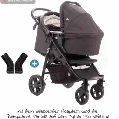 4in1 Kombi-Kinderwagen-Set Mytrax Pro bis 22 kg belastbar mit Teleskopschieber, Getränkehalter, Babyschale i-Snug 2, Babywanne Ramble, Adapter, Isofix-Basis & Zubehör Paket - Shale - Kollektion 2025
