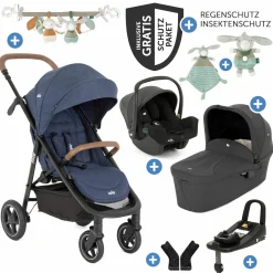 4in1 Kombi-Kinderwagen-Set Mytrax Pro bis 22 kg belastbar mit Kinderwagenkette, Ring-Greifling, Schmusetuch - Teleskopschieber, Getränkehalter, Babyschale i-Snug 2, Babywanne Ramble, Adapter, Isofix-Basis & Zubehörpaket - Blueberry - Kollektion 2025