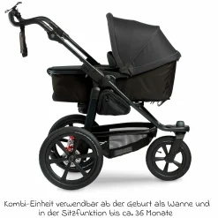 3in1 Kombi-Kinderwagen-Set Pro mit Luftreifen inkl. Kombi-Einheit ( Babywanne+Sitz) inkl. Maxi-Cosi Pebble Pro, Handyhalter, Getränkeflasche & XXL Zubehörpaket - Anthrazit - Kollektion 2024