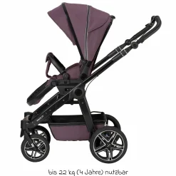 2in1 Kombi-Kinderwagen-Set Rock IT GTR Outdoor bis 22 kg belastbar mit Knickschieber, Handbremse, Sportsitz, Falttasche Premium & Regenschutz - Amethyst - Kollektion 2024