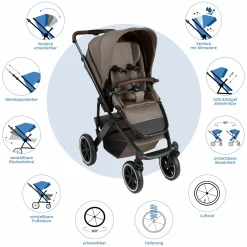 3in1 Kombi-Kinderwagen-Set Salsa 5 Air All in One Set inkl. Maxi Cosi Pebble Pro2, Babywanne, Sportsitz, Adapter - Pure - Nature - Kollektion 2025