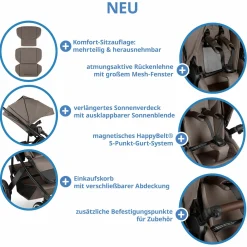 3in1 Kombi-Kinderwagen-Set Salsa 5 Air All in One Set inkl. Maxi Cosi Pebble Pro2, Babywanne, Sportsitz, Adapter - Pure - Nature - Kollektion 2025