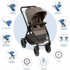 3in1 Kombi-Kinderwagen-Set Samba 2 All in One Set inkl. Maxi Cosi Pebble Pro2, Babywanne, Sportsitz, Adapter - Pure - Nature - Kollektion 2025