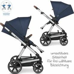 3in1 Kombi-Kinderwagen-Set Timbo 4 mit Babywanne, Sportsitz, Babyschale Tulip & Adapter - Ocean