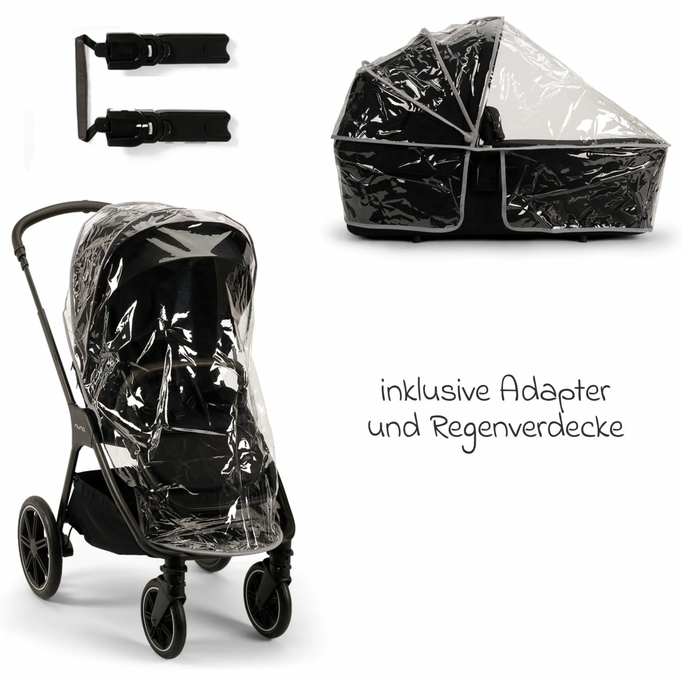 2in1 Kombi-Kinderwagen-Set Triv Lx All-in-One-Set bis 22 kg mit Baybwanne, Teleskopschieber, Regenschutz, Adapter, Fußsack & Handschuhe - Caviar