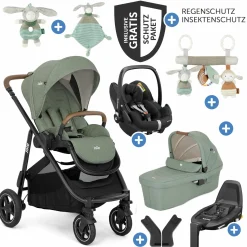4in1 Kombi-Kinderwagen-Set Versatrax bis 22 kg belastbar mit Babywanne Ramble XL, Babyschale Pebble Pro, Isofix-Basis, Activity-Trapez, Schmusetuch, Greifling, Adapter & Zubehörpaket - Laurel