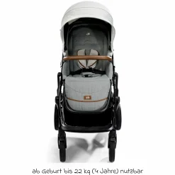 2in1 Kombi-Kinderwagen-Set Vinca bis 22 kg belastbar mit Kinderwagenkette & Ring-Greifling - Teleskopschieber, Sitzeinheit, Babywanne Ramble XL, Adapter & Zubehörpaket - Signature - Oyster