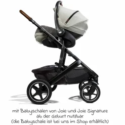 2in1 Kombi-Kinderwagen-Set Vinca bis 22 kg belastbar mit Teleskopschieber umsetzbare Sitzeinheit, Babywanne Ramble XL, Adapter, Regenschutz & Rückenpolster - Signature - Oyster
