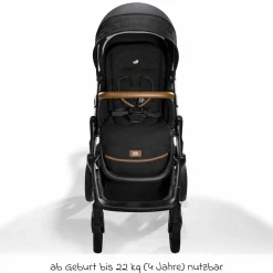 2in1 Kombi-Kinderwagen-Set Vinca bis 22 kg belastbar mit Kinderwagenkette & Ring-Greifling - Teleskopschieber, Sitzeinheit, Babywanne Ramble XL, Adapter & Zubehörpaket - Signature - Eclipse