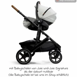 2in1 Kombi-Kinderwagen-Set Vinca bis 22 kg belastbar mit Kinderwagenkette & Ring-Greifling - Teleskopschieber, Sitzeinheit, Babywanne Ramble XL, Adapter & Zubehörpaket - Signature - Eclipse