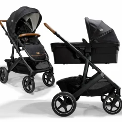 2in1 Kombi-Kinderwagen-Set Vinca bis 22 kg belastbar mit Teleskopschieber umsetzbare Sitzeinheit, Babywanne Ramble XL, Adapter, Regenschutz & Rückenpolster - Signature - Eclipse