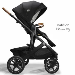 2in1 Kombi-Kinderwagen-Set Vinca bis 22 kg belastbar mit Teleskopschieber umsetzbare Sitzeinheit, Babywanne Ramble XL, Adapter, Regenschutz & Rückenpolster - Signature - Eclipse