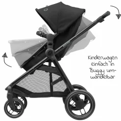 3-in-1 Kombi-Kinderwagen-Set Zelia³ inkl. Babyschale CabrioFix i-Size & Adapter, 22 kg - Black - Kollektion 2025