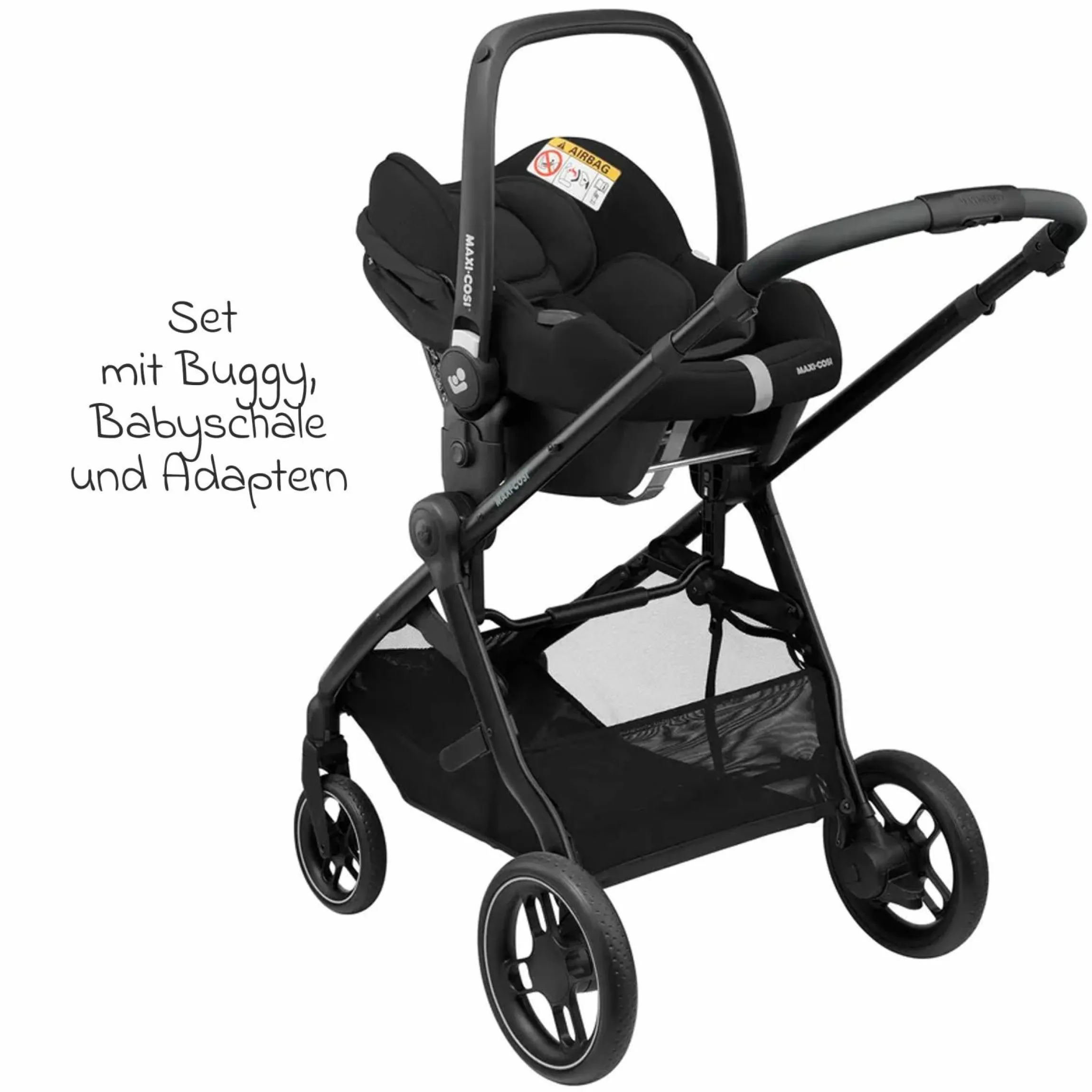 3-in-1 Kombi-Kinderwagen-Set Zelia³ inkl. Babyschale CabrioFix i-Size & Adapter, 22 kg - Black - Kollektion 2025