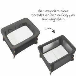 3-in-1 Reisebett Swift Reisebett, Beistellbett, Laufstall mit Matratze & Tragetasche nur 6,70 kg leicht - Beyound - Graphite Eco - Kollektion 2025