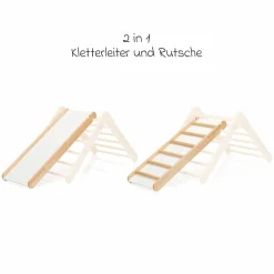 2in1 Rutschbrett und Leiter aus Buchenholz für Kletterdreieck - Natur